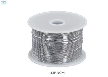 Câble métallique non-enduit de l'acier inoxydable 304 dans la bobine 1,5 millimètre X 100 mètres