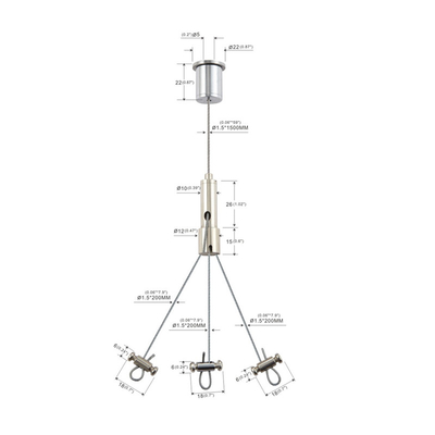 Système de suspension de panneau acoustique avec pinces réglables pour câbles à câbles de 1,5 mm