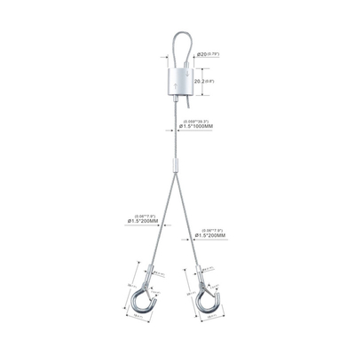 Système de suspension de panneau acoustique avec pinces réglables pour câbles à câbles de 1,5 mm