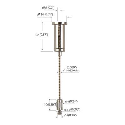 1.2mm sortie latérale de fil suspendu fil de fer de corde longueur personnalisée kit de suspension de fil pour cadre de photo